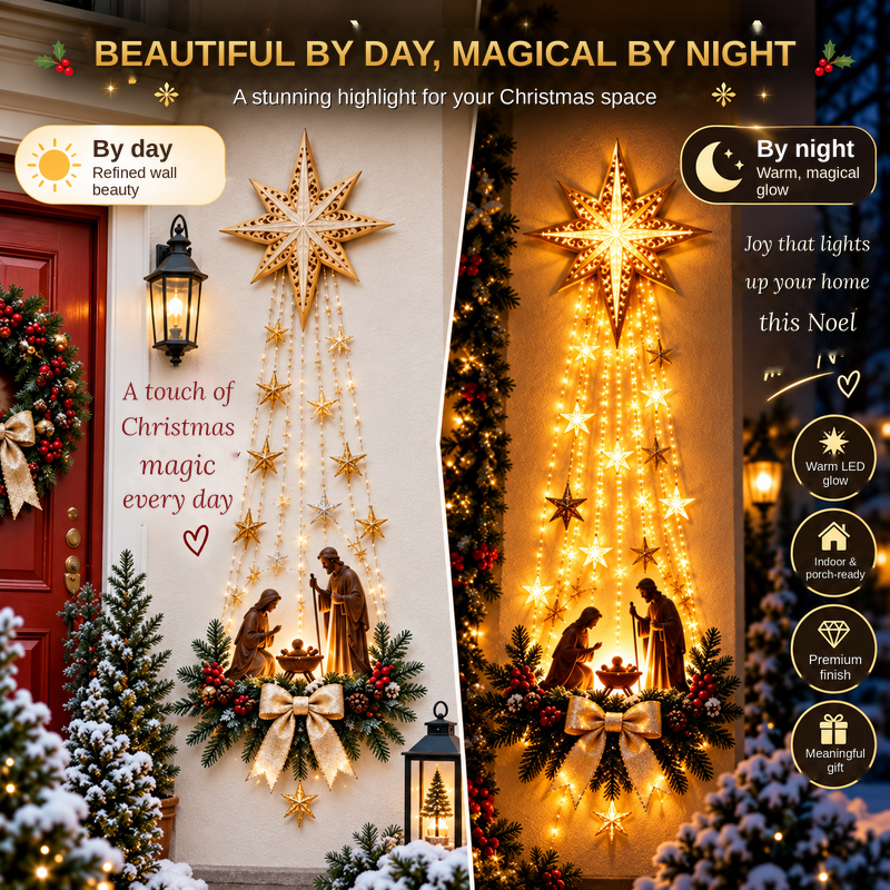 Bethlehem Star Nativity Wall Light - Warm LED Christmas Decoration